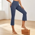 thumbnail image 4 of SAWOBUUN Womens High Waisted Capri Yoga Pants Bootcut Flare Cropped Leggings Tummy Control Stretch Workout Capris for Gym Yoga Running, 4 of 9