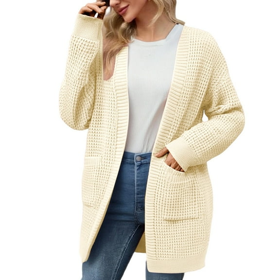 XIAOCHA Cardigans For Women Long Sleeves Chunky Knit Open Front Cardigan Sweater Cozy Oversized Soft Warm Casual Outwear With Pockets