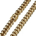 thumbnail image 4 of 6mm-18mm Men's Miami Cuban Link Chain Necklace 18K Gold Plated Stainless Steel, 4 of 6
