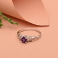 thumbnail image 4 of 5 MM Round Shape Natural Amethyst 925 Sterling Silver Blossom Design Valentines Day Gifts Ring, 4 of 7