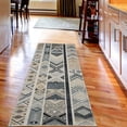 thumbnail image 3 of Ambesonne Southwestern Decorative Rug Carpet, Herringbone Geometric, 2' 5" x 7' 5", Ivory Blue Grey Tan, 3 of 3