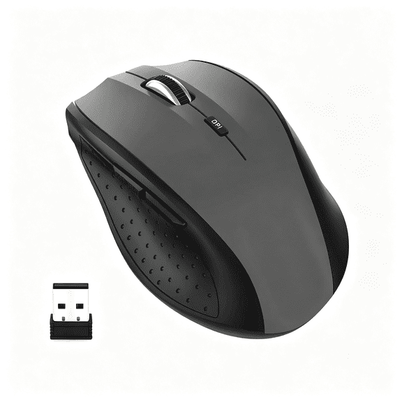 GJX Wireless Mouse for Laptop, Portable Optical Computer Mouse, 6 Buttons, Cordless 2.4Ghz with Usb Receiver, 5-Level 4800 Dpi, 18 Months Battery Life for Pc Chromebook Windows Mac