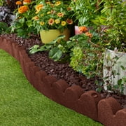 GroundSmart SmartLoc Scallop Landscape Edging, 4 Red Rubber Garden Edging Border, 4 pack