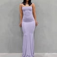 thumbnail image 1 of Mefallenssiah Women'S Solid Color Collarless High Waist Strap Fishtail Wrapped Hip Long Dress, 1 of 5