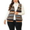 Agnes Orinda Juniors Plus Size Hoodie Sleeveless Zip Stripe Knit Outerwear Vest