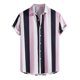 thumbnail image 1 of Camisas Para Hombre Camisas con estampado de rayas de tendencia hawaiana de verano para hombres, camisas con botones de manga corta, blusa, blusa informal holgada con solapa, ropa para (Black, XL), 1 of 7