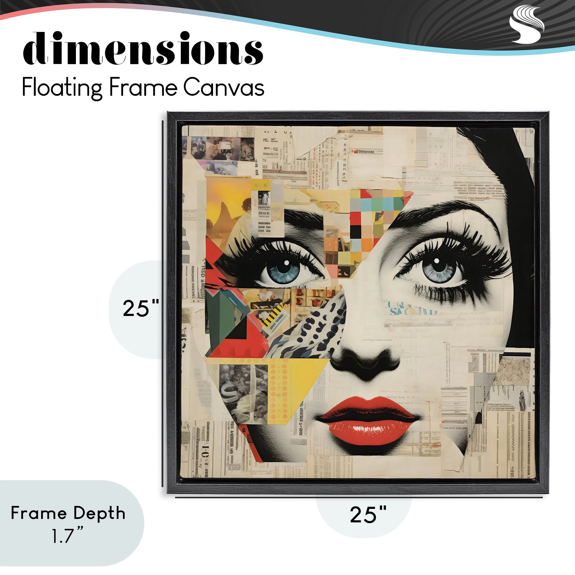 Stupell Industries Fashion Collage Pop Portrait Black Framed Floater Canvas Wall Art, design by Creative Studio