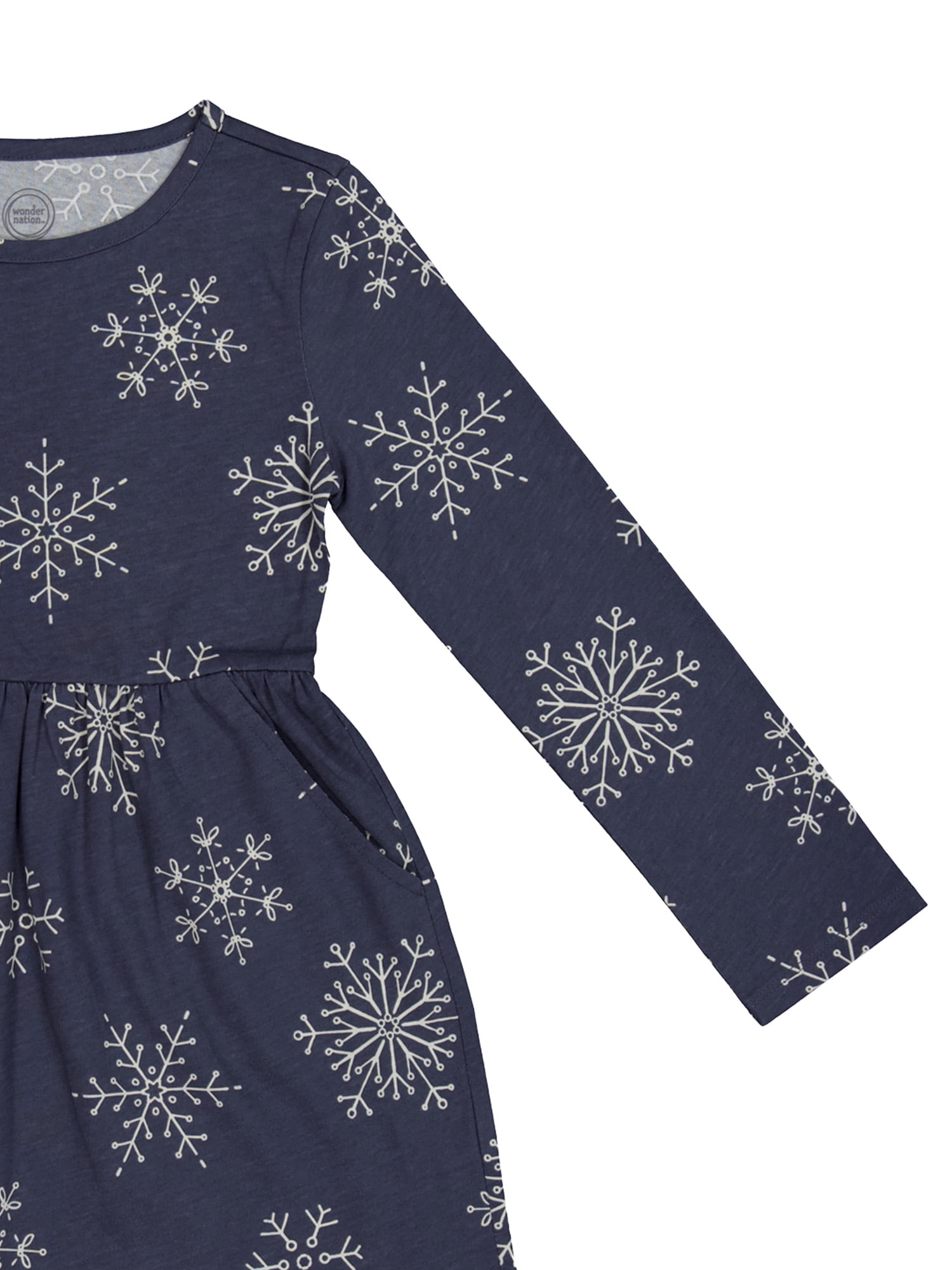 Wonder Nation Girls Long Sleeve Play Dress, Sizes 4-18 & Plus