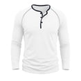 thumbnail image 5 of GEWSEY Men's Henry Long Sleeved T-Shirt Cotton Casual Button Lightweight Pullover Shirt Soft Stretch Tees Tops (White, 3XL), 5 of 6