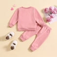 thumbnail image 5 of Quealent Boys Girls 2 Pieces Sweat Suit Unisex Baby Boy Winter Clothes Toddler Baby Boy Fall Clothes Letter Print Crewneck Sweatshirt Top Pants Set Winter Outfits Red,12-18 Months, 5 of 5