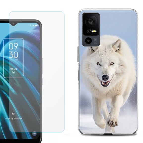 OneToughShield ® for TCL 40 XE 5G Shockproof Fashion Phone Case, with Tempered Glass Screen Protector - Arctic Wolf
