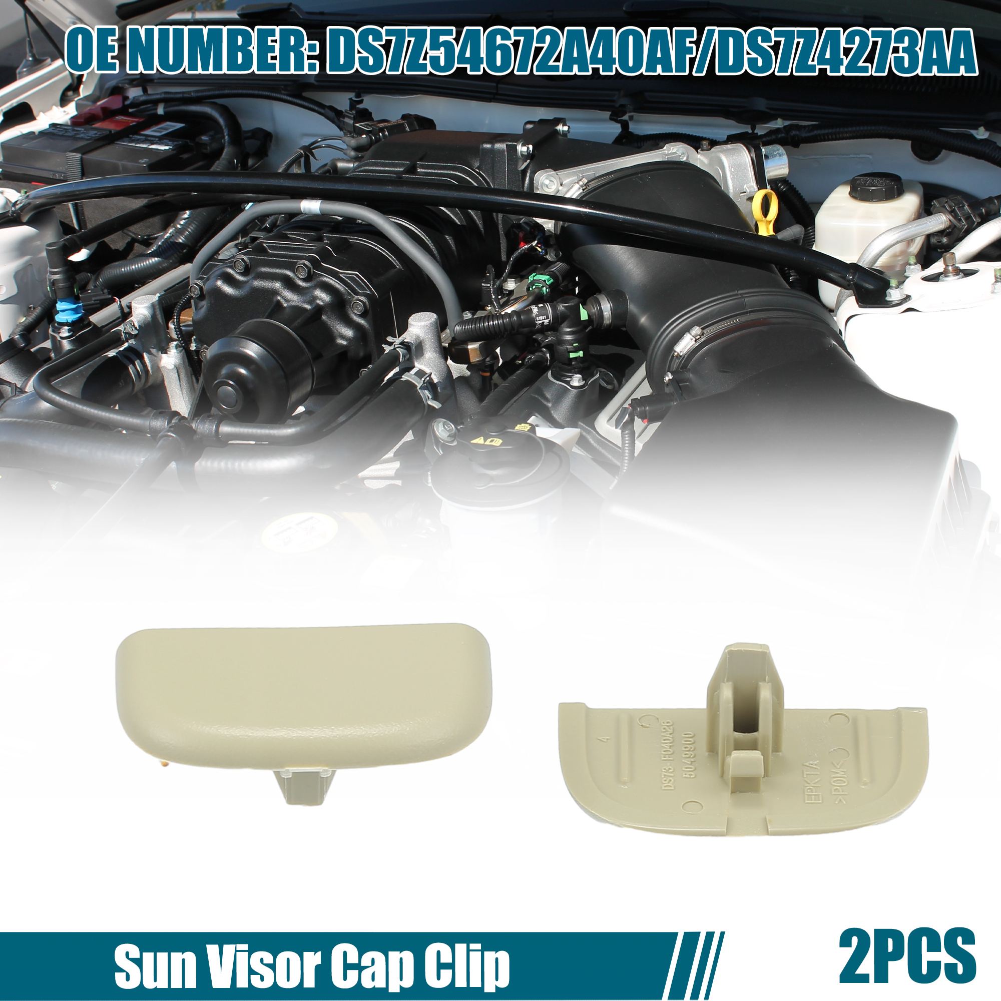 Unique Bargains 2 Pcs Sun Visor Cap Clip No.DS7Z54672A40AF/DS7Z4273AA for Ford Edge Beige