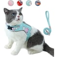 thumbnail image 1 of Anti-Escape Cat Leash and Harness Set, Adjustable Soft Mesh Breathable Pet Reflective Vest with Innovative Anti-Lost Card (L,Cyan), 1 of 5