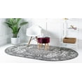 thumbnail image 3 of 3.25' x 5.25' Medallion Gray and Ivory Oval Area Throw Rug, 3 of 4