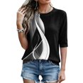 thumbnail image 4 of Domzest Half Sleeve Tops for Women Boho Floral Graphic Loose Fit Shirt Lightweight Crew Neck Dressy Casual Basic Blouse Black XL, 4 of 6