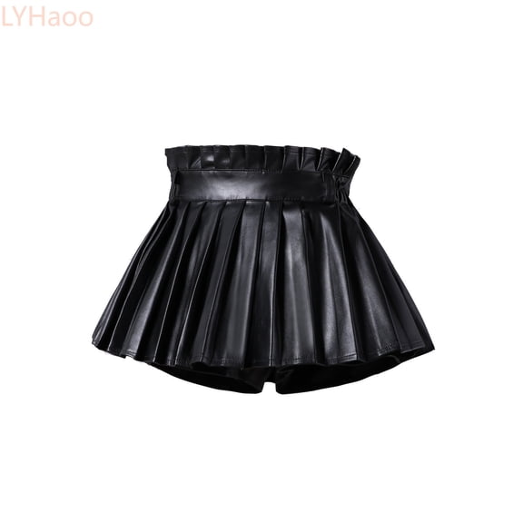 LYHaoo Children's PU Solid Color Fashion Personality Dress Full Skirt Girls Skirt,Dresses for Girls Sizes 11-12 Years Black