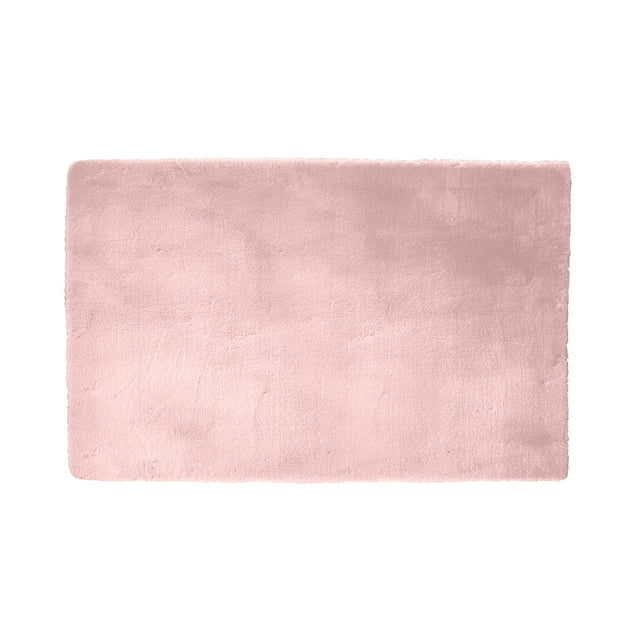 Mainstays Rabbit Faux Fur Accent Area Rug, Light Pink, 30 in x 45 in, for Bedroom, Living Room, Dining Room.