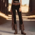 thumbnail image 2 of DHFJKG Womens Tassel Cowgirl Pants High Waist Slim Fit Stretchy Pants Trendy Versatile Trousers, 2 of 4