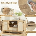thumbnail image 6 of Senfot 47" Rattan Sideboard Buffet Cabinet with Storage, Boho Wooden Coffee Bar with Open Shelves,Farmhouse Kitchen Buffet Cabinet with Drawer, for Dining Room, Living Room, Wood Color, 6 of 7