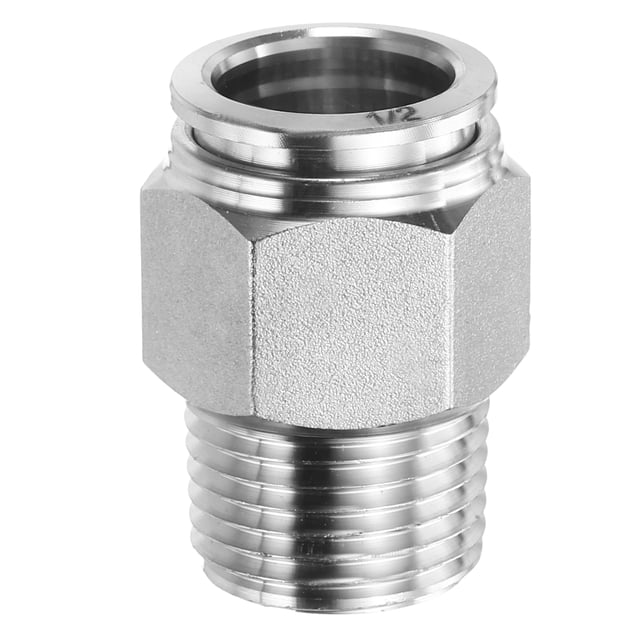 Uxcell Push to Connect Fitting 1/2" x 3/8" Thread Stainless Steel Straight Union