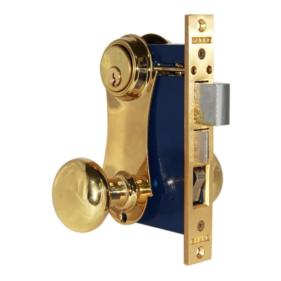 Marks 21AC LHR Double Cylinder Iron Gate Ornamental Knob Plate Mortise Lock Set with 2-1/2" Backset