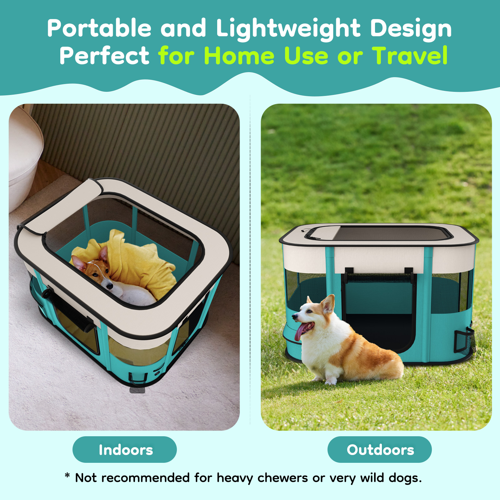 BEBANG Portable Pet Playpen, Foldable Puppy Pen with Mesh Enclosed ...