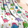 thumbnail image 3 of White Cartoon Dinosaurs Flowers Pattern Blanket,Comfortable Soft Lamb Wool Throw Blanket,All Season,Warm Lightweight Blankets for Sofa Bed Couch Living Room Chair,60"x80", 3 of 4