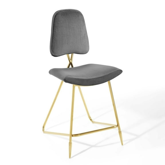 Ponder Performance Velvet Counter Stool Gray