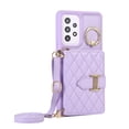 thumbnail image 2 of for Samsung Galaxy A52 4G/5G Detachable Shoulder Strap Wallet Case, with Card Slots & 360-degree Rotation Stand Ring Flip Premium PU Leather Protective Cover Lanyard for Women Girls, Purple, 2 of 9