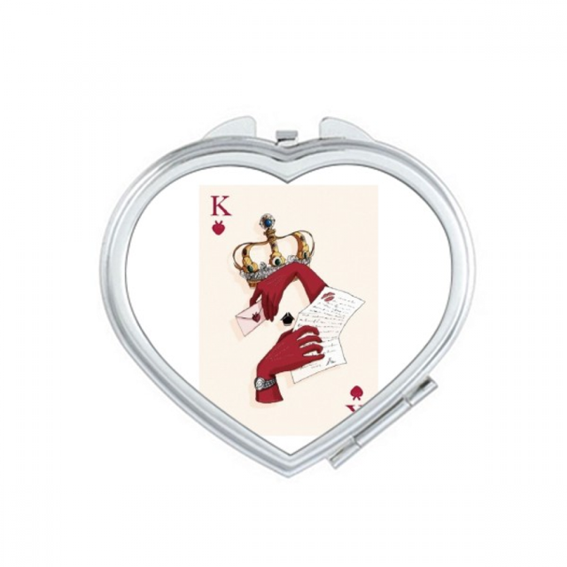Playing Cards Heart K Pattern Mirror Travel Magnification Portable Handheld Pocket Makeup