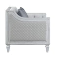 thumbnail image 3 of ACME Chaise Katia en Lin Gris et Finition Blanche, 3 of 5
