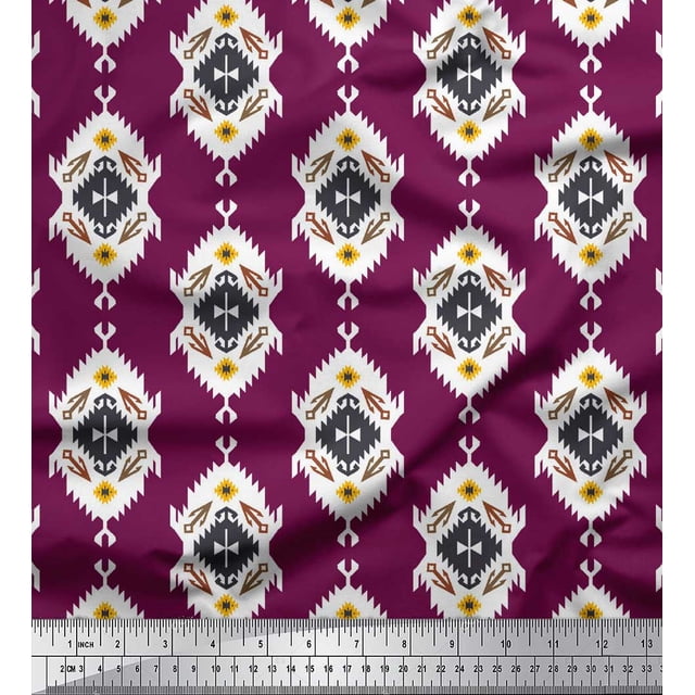 Soimoi Poly Georgette Fabric Tribal Southwestern Decor Fabric Printed Yard 42 Inch Wide