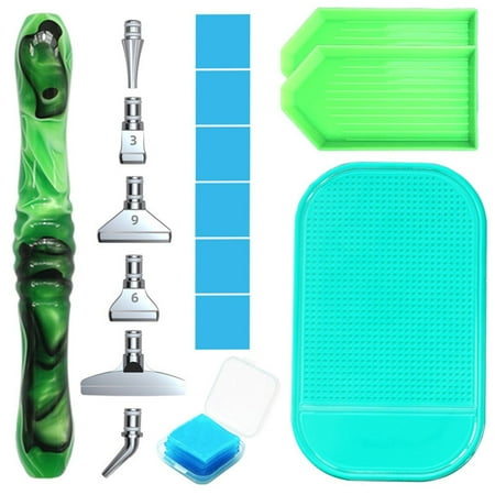 

16PCS Resin Crafts Resin Pen 5D Diamond Painting Drill Tray Alloy Replacement Pen Heads Point Drill Pen Resin Diamond Painting Pen Diamond Painting Glue Clay GREEN-SILVER