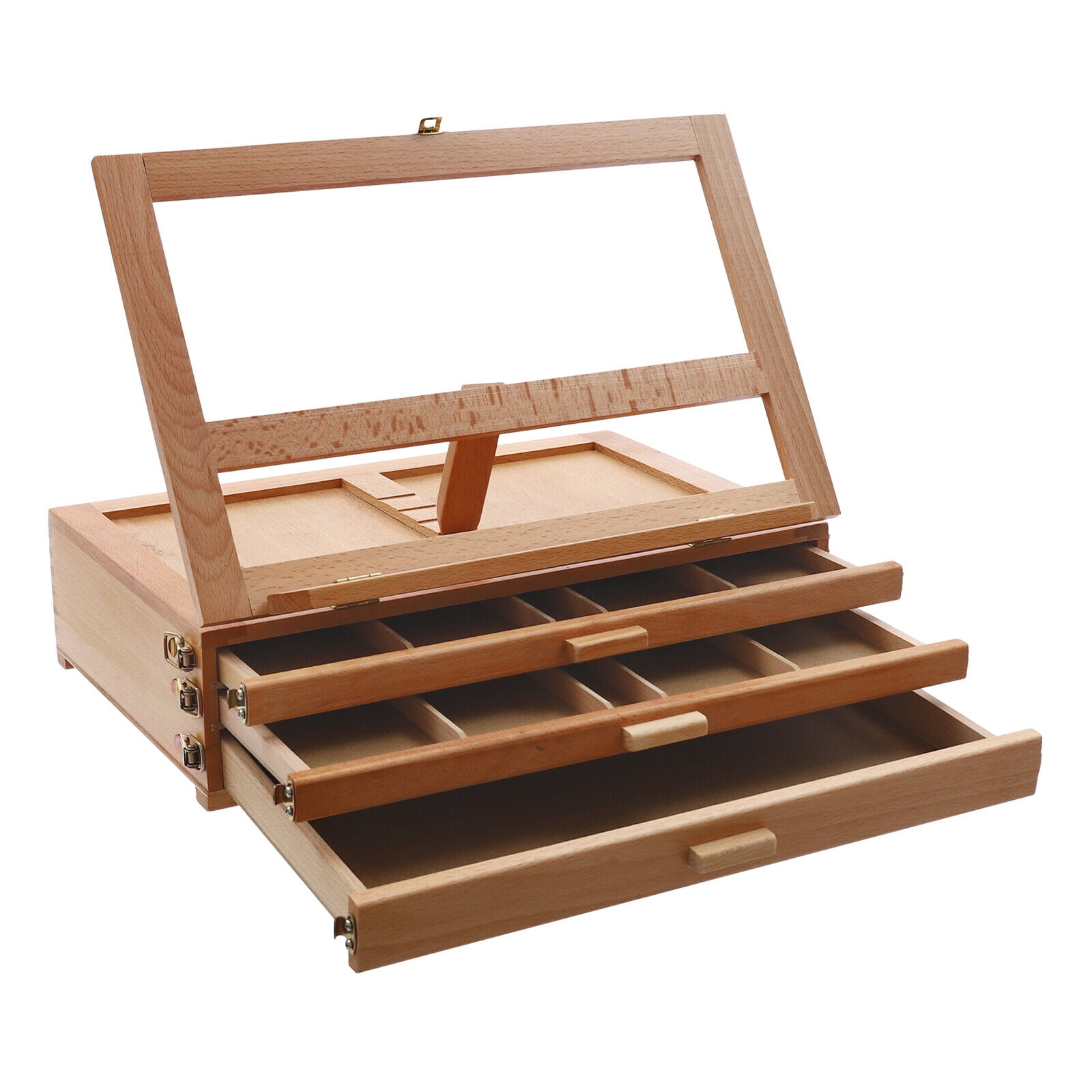 Wooden Painting & Drawing Table Foldable Easel Painting Board Stand with Drawers