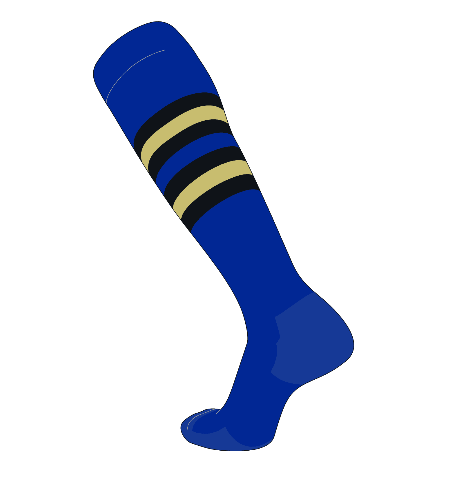 TCK Elite Baseball Football Knee High Striped Socks Royal Blue C White