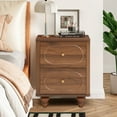 thumbnail image 2 of Wirrytor 2-Drawer Fluted Nightstand Set of 2, Mid-Century  Bedside Table , Night Stands for Bedroom, Sofa Side End Table with Drawers for Small Spaces (Walnut), 2 of 10