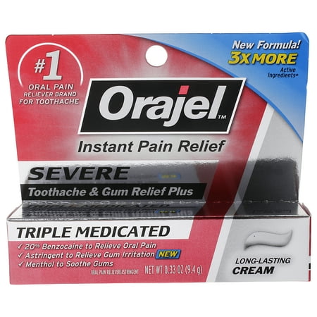 Orajel™ Severe Toothache & Gum Relief Plus Cream 0.33 oz. (Best Thing For Gum Pain)