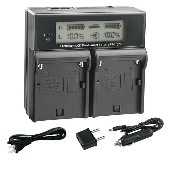 Kastar NP-F980EXP CH04 Dual Fast Charger Compatible with Elvid FieldVision 4KV2 SkyVision Neewer F100 F200 FW568 FW600 FZ200 Viltrox DC-55 DC70 II DC70 On-Camera Monitor