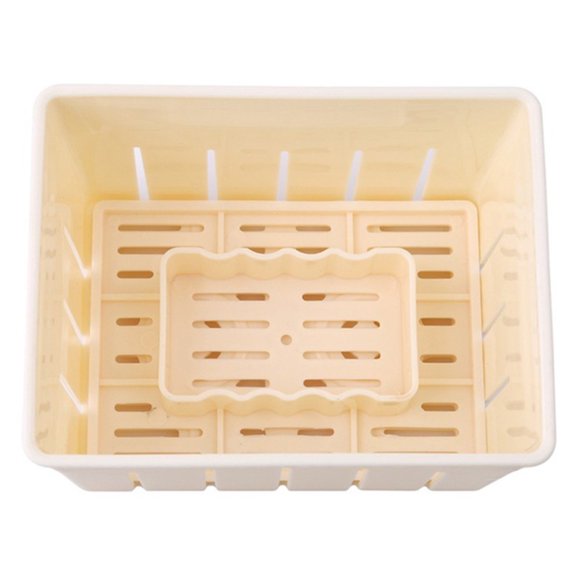 Plastic Tofu & Cheese Press Mold Maker Making Mold Cutter Box Case DIY Pressing Mould Tool With A Cotton Gauze (Yellow)