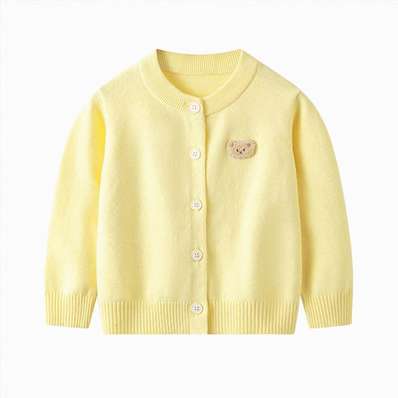 UAYOTSE Girls Cropped Cardigan 18 24 Months 2T 3T 4T 5T 6T 7T Sweaters Long Sleeve Cable Knit Button Front Sweater,Sizes 5-6 Years