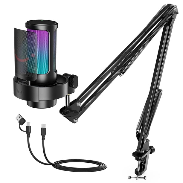 Micrófono USB para juegos FIFINE AmpliGame A8T con luces RGB