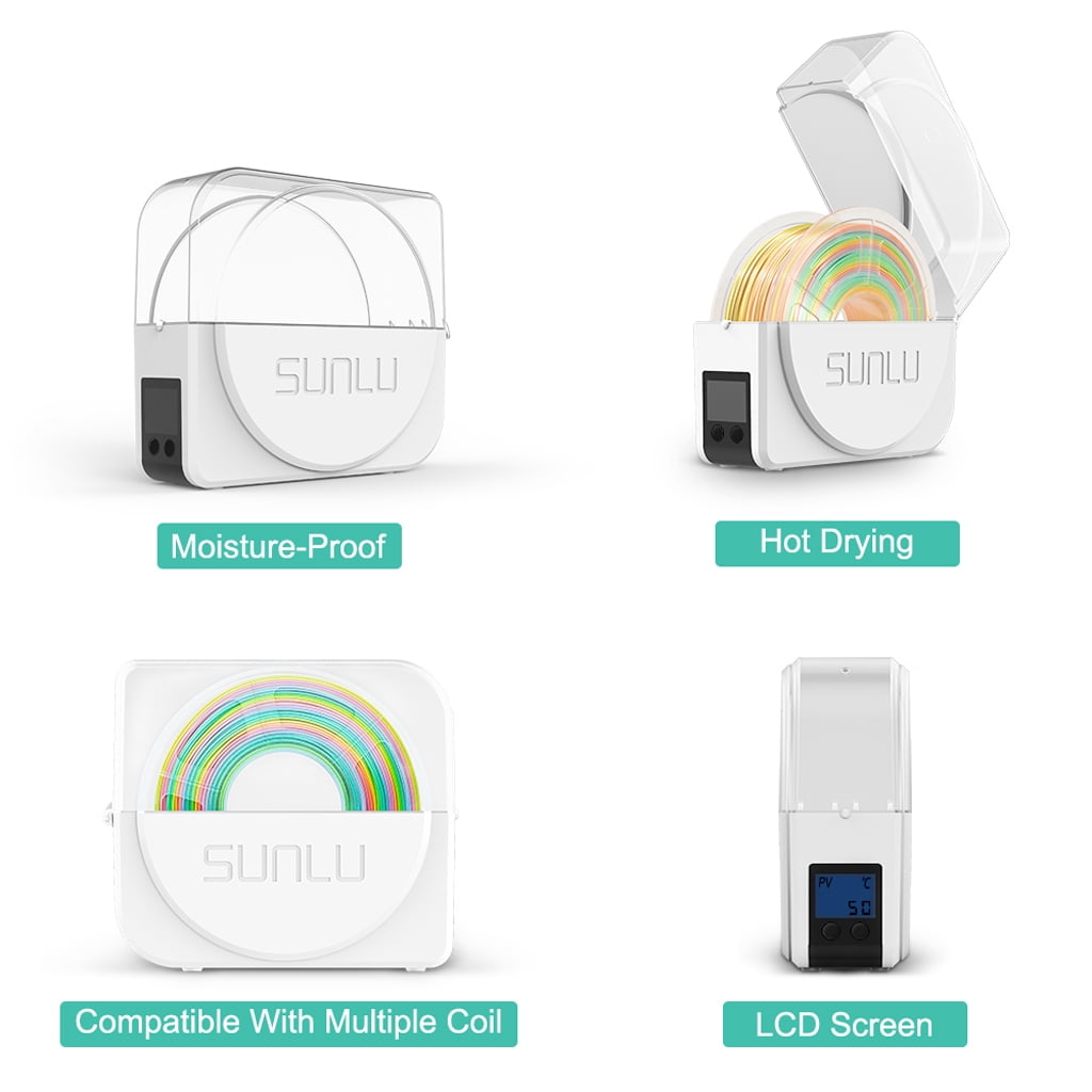 SUNLU Filament Dryer with Circulation Fan, 3D Printer Filament Dry Box, Filament Dehydrator Spool Holder, Max temp 55 ℃, S1 Plus White