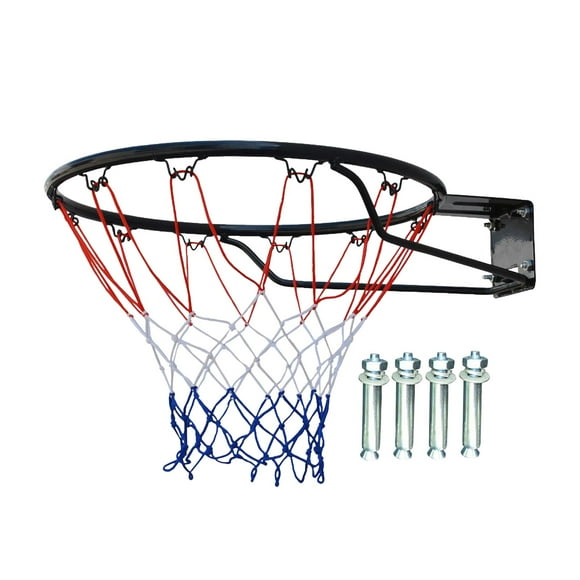 Colaxi Basketball Rim Goal Replacement Standard 17.7'' Backboard Rims with Net, Wall Mounted Basketball Hoop for Indoor Outdoor Game Solid Circle
