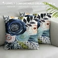 thumbnail image 3 of JEUXUS  Floral Throw Pillow Covers Farmhouse Decorative Pillow Covers Navy Watercolor Flowers Pillowcase Boho Roses Blue White Square Cushion Covers Sofa Bed Décor, 3 of 5