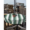 thumbnail image 2 of Outdoor Tablecloth with Umbrella Hole for Patio/Picnic/Party/Camping, Green Striped Waterproof Table Cloth Round Cover Washable, Watercolor Farmhouse Stripes Abstract (Dia 54"), 2 of 9