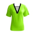 thumbnail image 2 of Mittory Women's Cutout Deep V Neck Choker Tee Short Sleeve Casual Blouse Summer Tunic Tops Shirts, 2 of 5