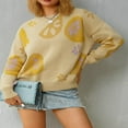 thumbnail image 4 of PENGXIANG Femmes Tricotés Pulls Mignon Pastèque Citron Imprimé Tops Pull Manches Longues Beige Pastèque M, 4 of 8