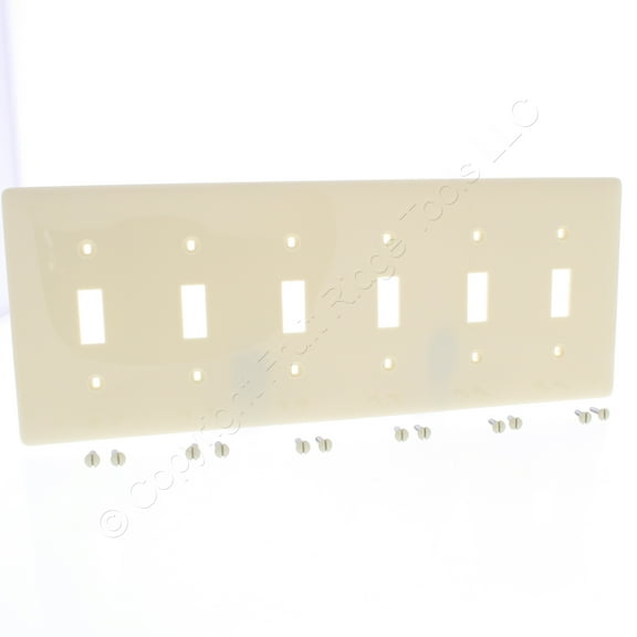Hubbell NP6I Ivory Unbreakable 6-Gang Toggle Switch Cover Wallplate Switchplate