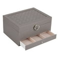 thumbnail image 2 of Jewelry Storage Box, PU Leather Dustproof Intimate Gift Double Layer Partition Jewelry Storage Case  For Household For Friends Gray,Maroon,Black,White, 2 of 8