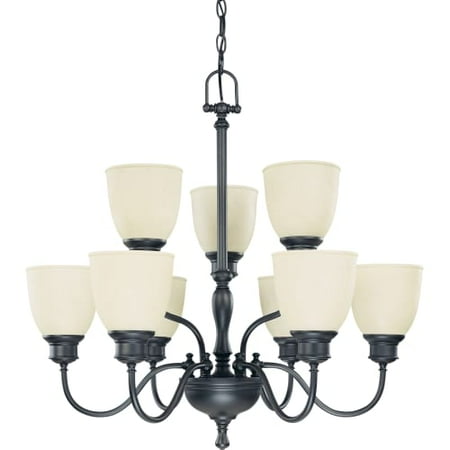 

9 Light - 2 Tier Chandelier - Biscotti Glass